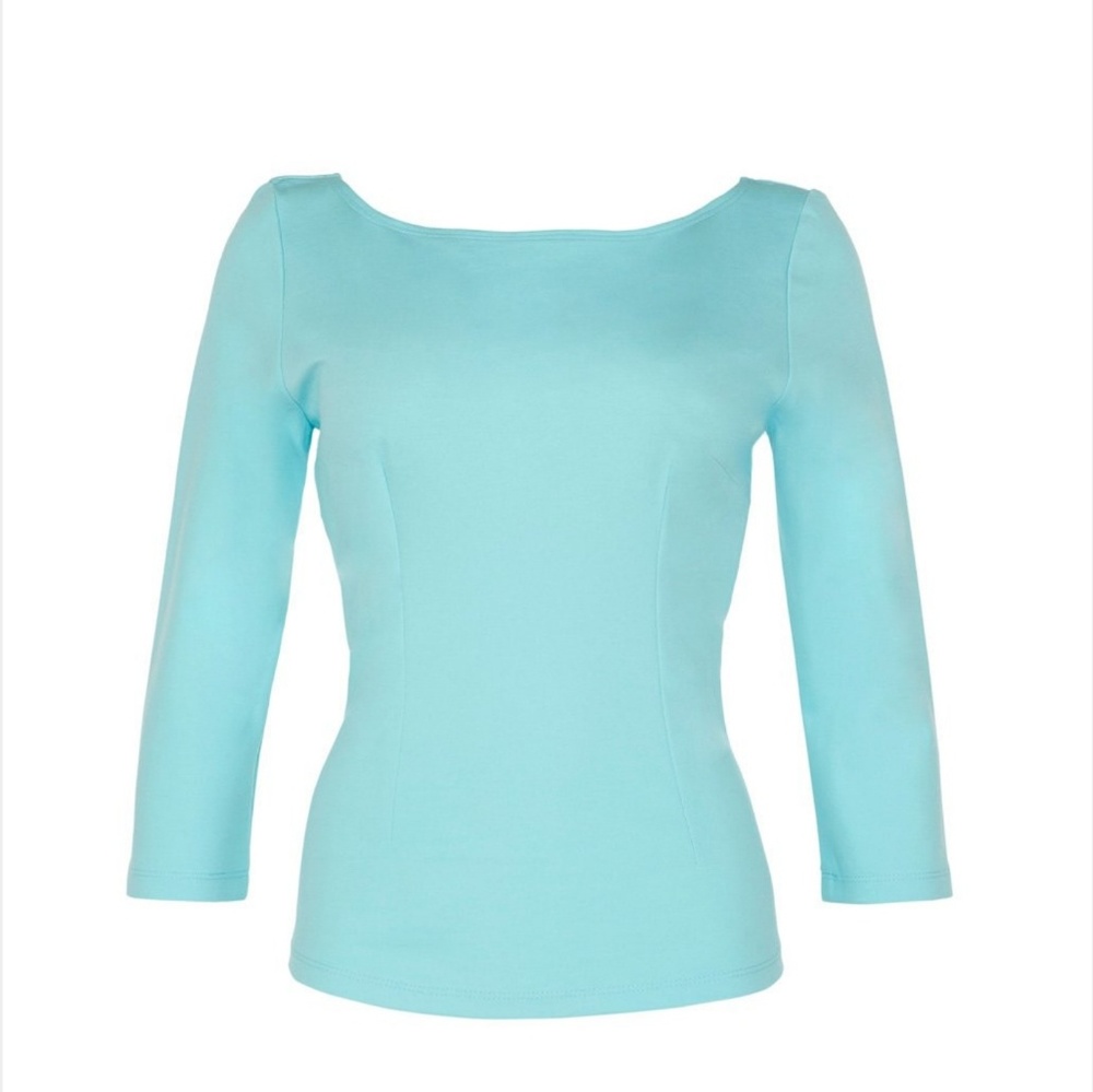 Bright blue Sabrina top by pinup girl clothing